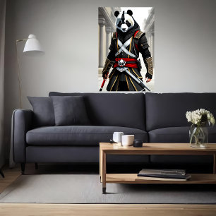 Affiche Le cool anthropomorphique Panda Assassin Art AI