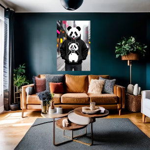 Affiche Le cool anthropomorphique Panda dans la ville Ar
