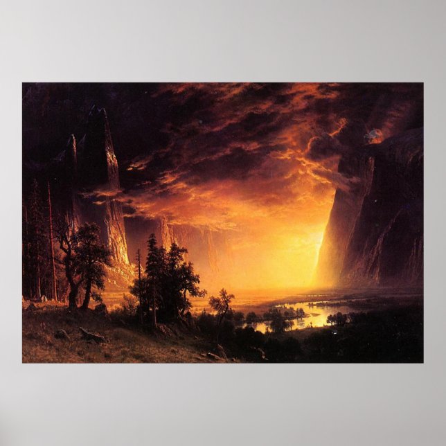 Affiche Le coucher de soleil d'Albert Bierstadt dans la va (Devant)