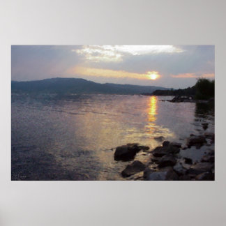 Affiche Le coucher de soleil du lac Henry