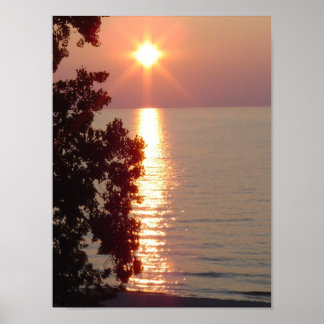 Affiche Le coucher du soleil du lac Michigan