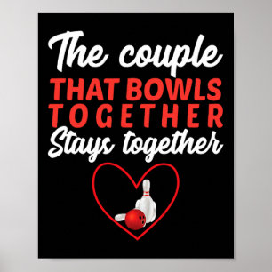 Affiche Le Couple Qui Joue Aux Quilles Ensemble Reste Ense