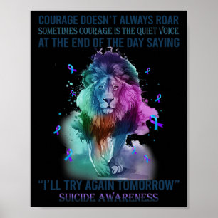 Affiche Le courage de sensibilisation au suicide de lion n