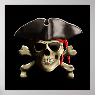 Affiche Le crâne du Jolly roger pirate