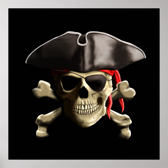 Affiche Le crâne du Jolly roger pirate (Devant)