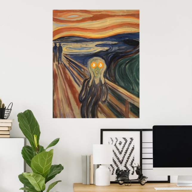 Affiche Le cri de Bitcoin (Munch) (Bureau à domicile)