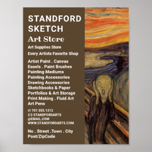 Affiche Le Cri D'Edvard Munch, Magasin De Fournitures D'Ar
