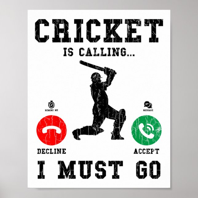 Affiche Le cricket appelle un graphique drôle pour joueur  (Devant)