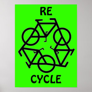 Affiche Le CYCLE RE réutilisent le symbole de bicyclette