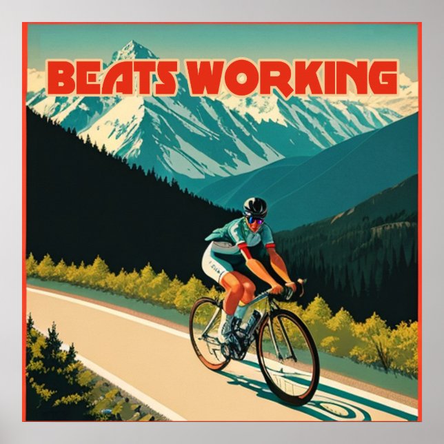 Affiche Le cyclisme bat le travail (Devant)