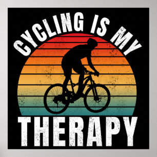 Affiche Le cyclisme est ma thérapie Typographie Vintage Dr
