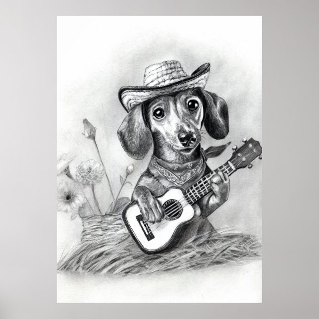 Affiche Le dachshund chanteur country (Devant)