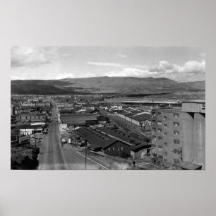 Affiche Le Dalles, vue de ville de l'Orégon semblant