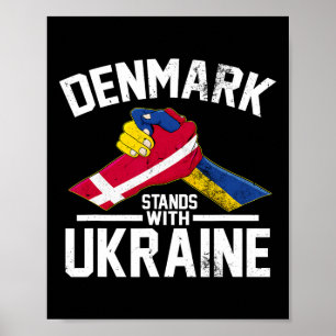 Affiche Le Danemark soutient l'Ukraine Drapeau ukrainien d