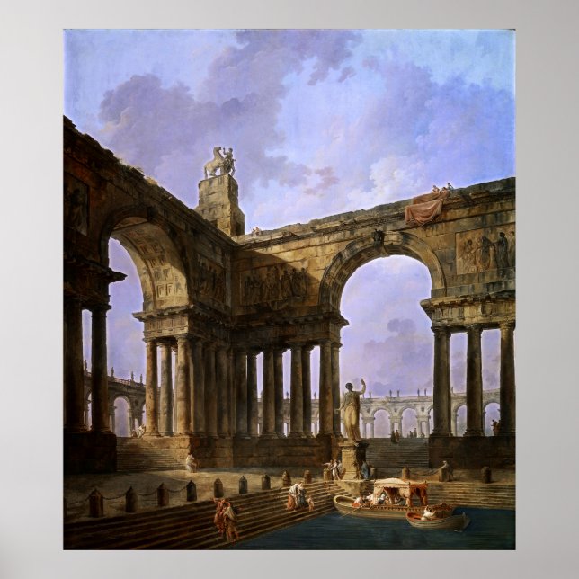 Affiche Le débarquement par Hubert Robert (Devant)