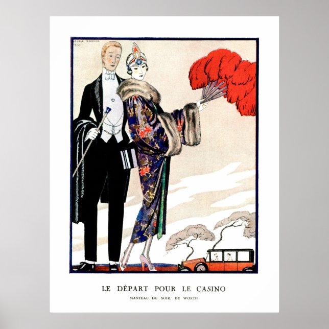 Affiche Le départ pour le casino par George Barbier (Devant)