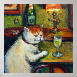 Affiche Le Dernier Verre D'Absinthe, Impressionniste Chat