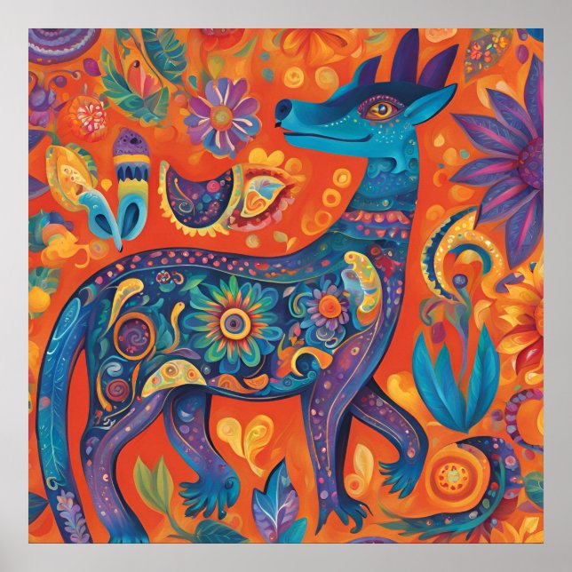 Affiche Le design animé d'Alebrijes dans le Mexique tradit (Devant)
