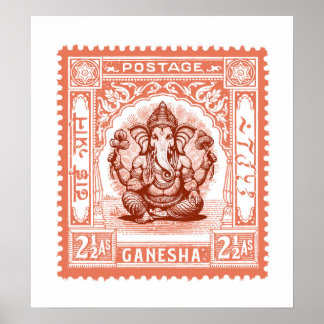 Affiche Le design des timbres indiens, Ganesha