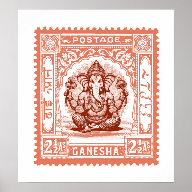 Affiche Le design des timbres indiens, Ganesha (Devant)