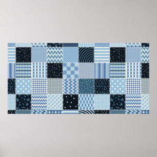 Affiche Le design. Seamless patchwork pattern from stit