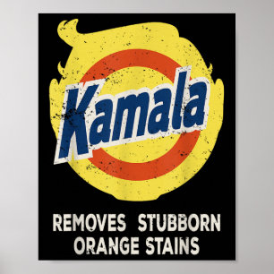 Affiche Le détergent Kamala élimine les taches d'orange tê