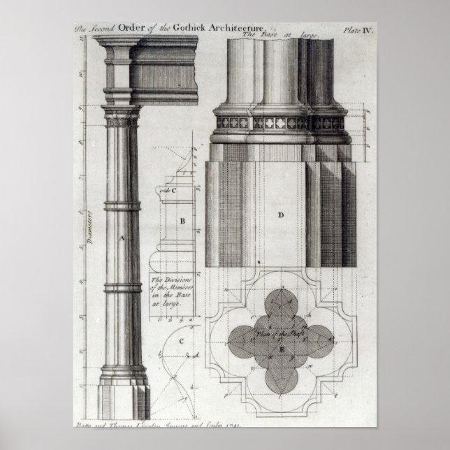 Affiche Le deuxième ordre de l'architecture gothique, 1741 (Devant)