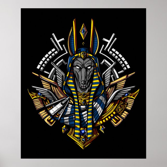 Affiche Le dieu égyptien Anubis Pharaon du loup antique (Devant)