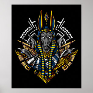 Affiche Le dieu égyptien Anubis Pharaon du loup antique