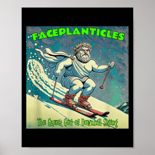 Affiche Le dieu grec du ski de descente et des chutes sur