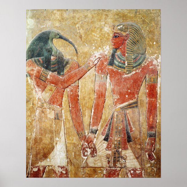 Affiche Le dieu Thoth avec Seti I dans la tombe de Seti (Devant)