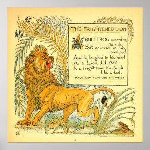 Affiche Le domaine public effrayé Lion Walter Crane,