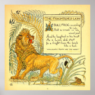 Affiche Le domaine public effrayé Lion Walter Crane,