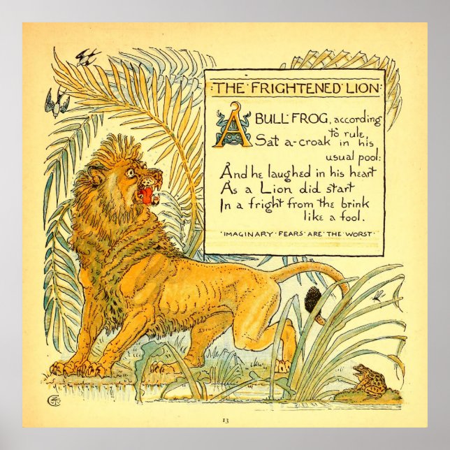 Affiche Le domaine public effrayé Lion Walter Crane, (Devant)