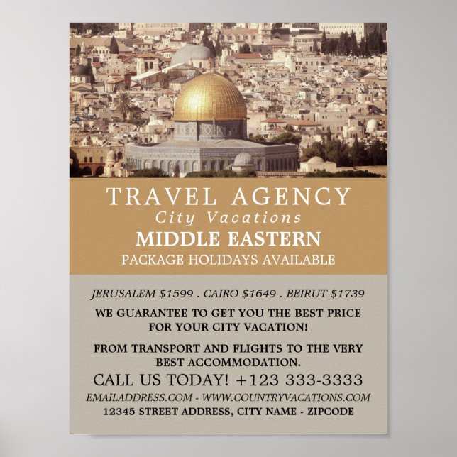 Affiche Le Dôme du Rocher, Jérusalem, Agence de Voyage (Devant)
