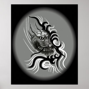 Affiche Le dragon chinois à la toiture de tatouage