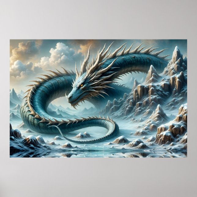 Affiche Le dragon se réveille dans un monde glacé (Devant)