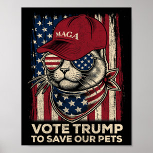 Affiche Le drapeau américain vote Trump pour sauver nos an
