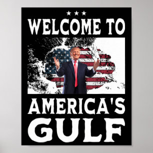 Affiche Le drapeau de l'Amérique vintage dans le Golfe