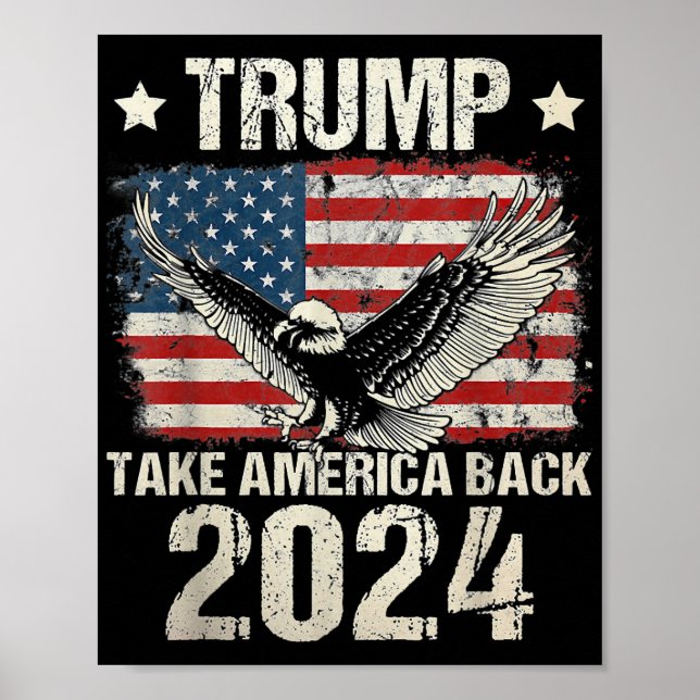 Affiche Le drapeau de Trump 2024 reprend l'Amérique hommes (Devant)