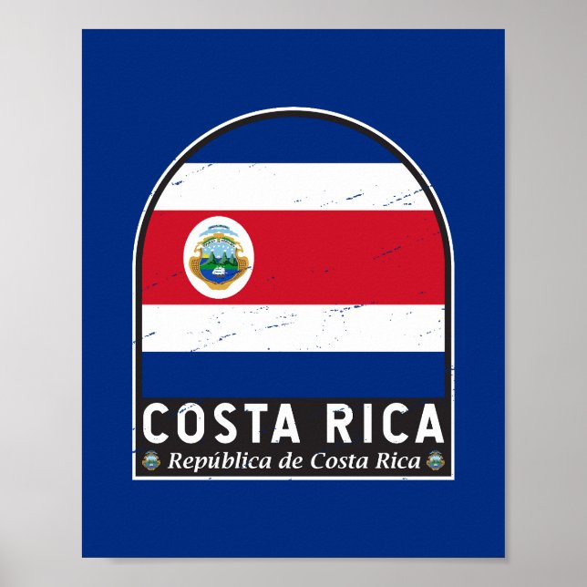 Affiche Le drapeau du Costa Rica Emblem Vintage (Devant)