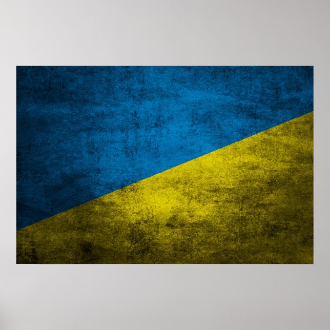 Affiche Le drapeau ukrainien sur le mur (Devant)
