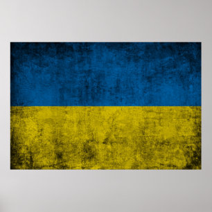 Affiche Le drapeau ukrainien sur le mur