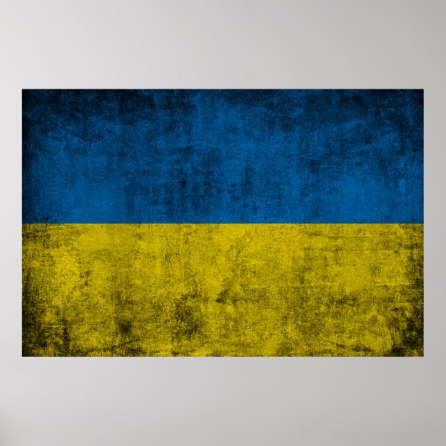 Affiche Le drapeau ukrainien sur le mur (Devant)