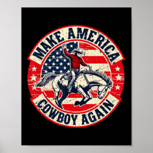 Affiche Le Drapeau vintage Western Rodeo Usa Fait De L'Amé