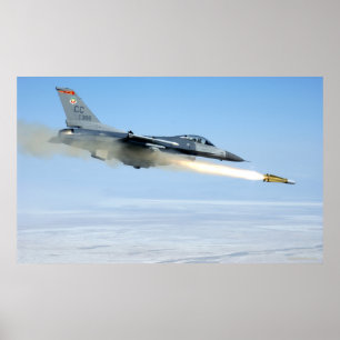 Affiche Le F-16 met le feu à un missile Maverick