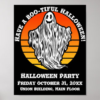Affiche Le fantôme d'Halloween a un Boo-tiful Retro Vintag
