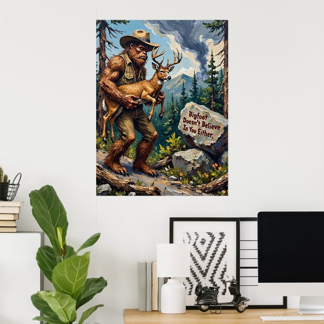 Affiche Le Fardeau du Croyant : La Position de Bigfoot (Bureau à domicile)