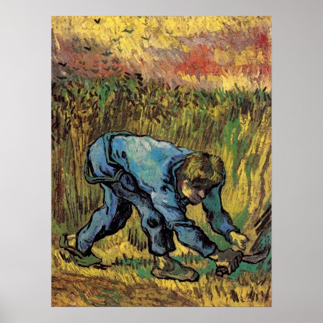 Affiche Le Faucheur à la faucille par Vincent van Gogh (Devant)