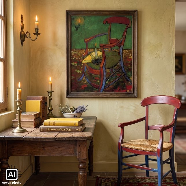 Affiche Le fauteuil de Paul Gauguin par Vincent van Gogh (Paul Gauguin's Armchair by Vincent van Gogh is a vintage post impressionism still life painting.)